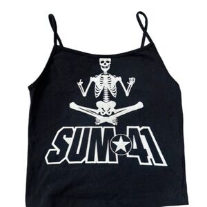 wild fable Black Spaghetti-Strap Tank Top with White Logo